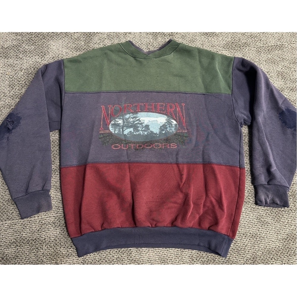 Vintage Artisans Sunschein Designs Northern Outdoors Sweatshirt Mens Large USA